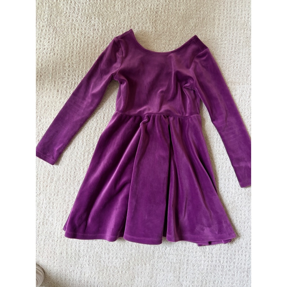 Tea Collection Girls Purple Velvet Long Sleeve Skater Dress Size 8 Holiday Party